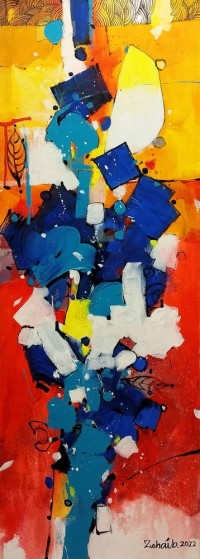 Zohaib Rind, 12 x 36 Inch, Acrylic on Canvas, Abstract Painting, AC-ZR-166
